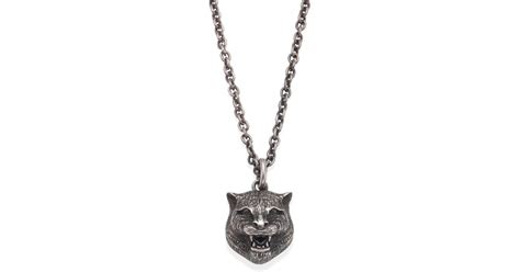 gucci men's sterling silver tiger pendant necklace - silver one-size|gucci silver rings for men.